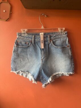 PINK Victoria's Secret Light Blue Frayed High-Rise Denim Shorts